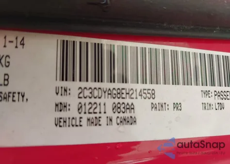 2014 Dodge Challenger Sxt из США, поврежденный, VIN 2C3CDYAG8EH214558